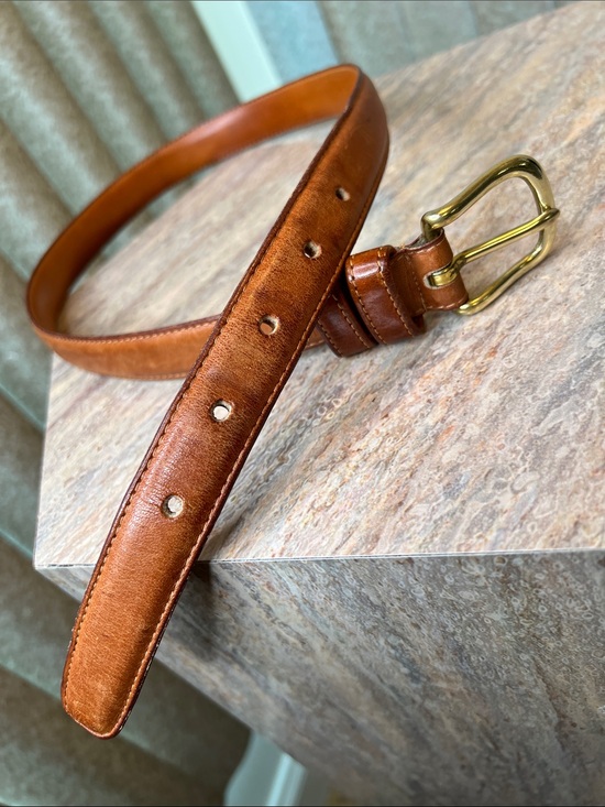 Coach Vintage Chestnut Brown Leather Belt with Solid Brass Buckle S-28”, 70cm